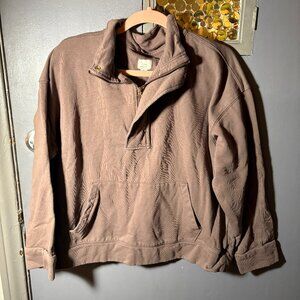 A New Day Brown Quarter Zip Sweatshirt XL Cozy Pullover